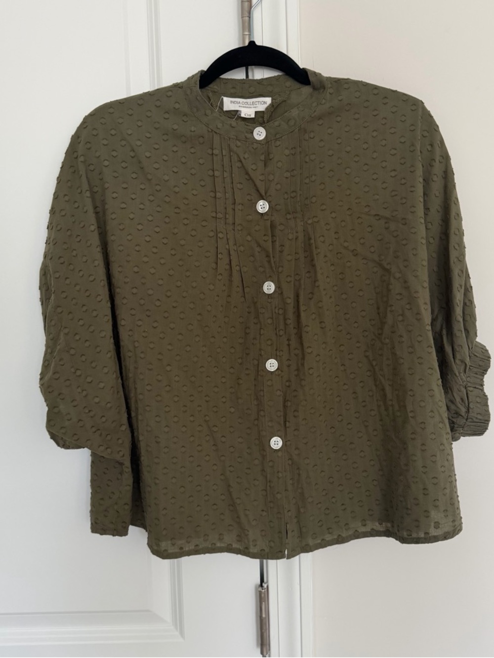 Emerson Fry Mandarin Collar Top in Moss - Picture 5 of 9